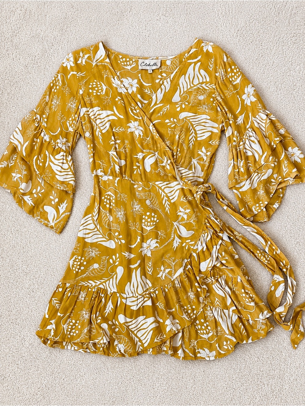 Cleobella Revolve Bonita Wrap Dress Yellow Floral Medium
